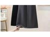Women's Gray Midi Skirt - 2024 Spring/Autumn Collection: High Waist, Slimming Draped A-Line with Slit.
