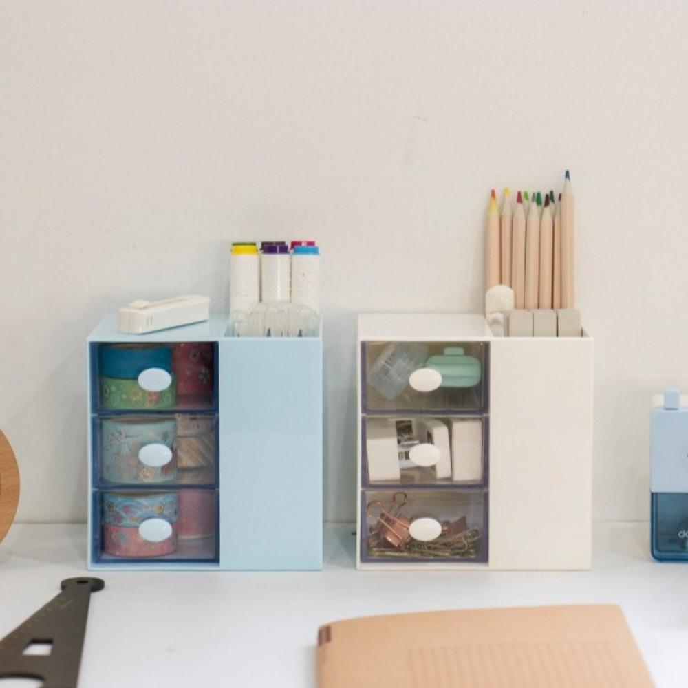 Multi Functional Student Stationery Storage Box Clear Drawer Jewelry Organizer Box  School