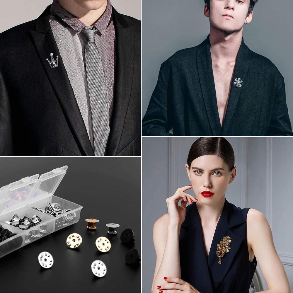 84pcs Metal Pin Backs Replacement Flat Round Pin Keepers Safety Clasp For Brooch Tie Tack Hat Badges Lapel Pins Jewelry Making