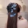 Eleganter Schmetterling Acryl Haarclip, große Größe mit Quaste und Colorblock-Design, süßer trendiger Stil, perfekt für Haarstyling und Valentinstag.