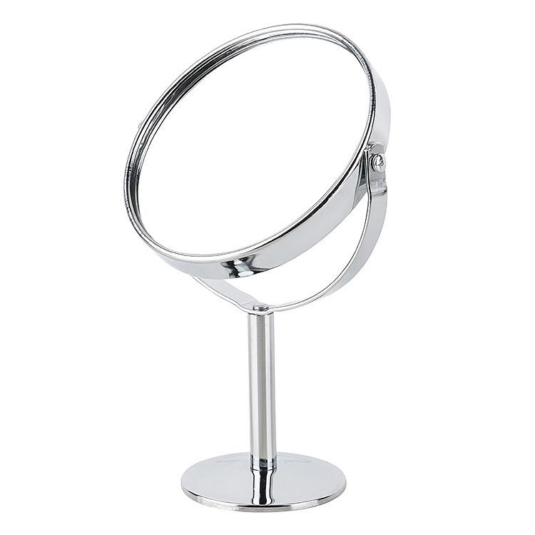 Double-Sided HD Makeup Mirror, Round Metal, 1:2 Magnifying, Rotating Design