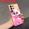 2DFlat Samsung Phone Case Pink Fluffy Kitten Phone Case Applicable To Galaxy S23 S24 S25ULTRA S26 A12 A14 A15 A16 A54 A55