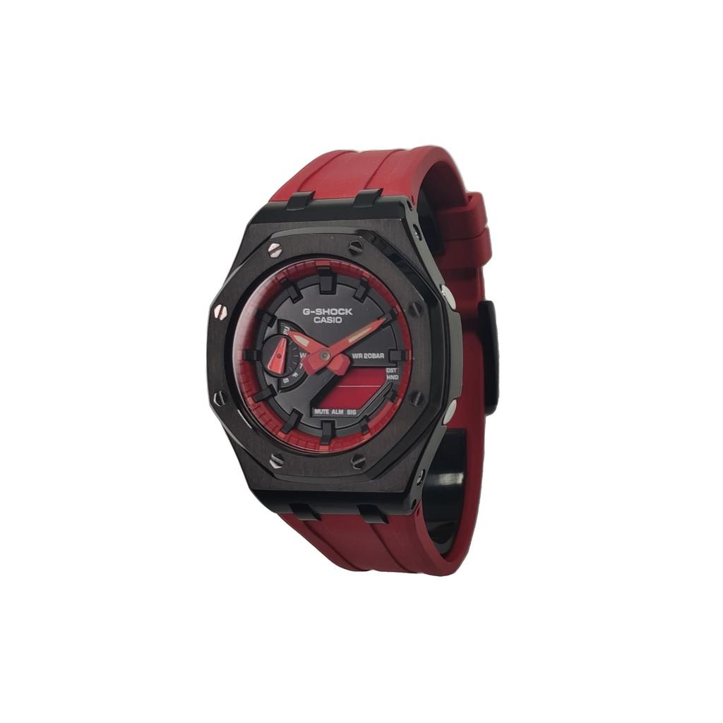 Casio Custom Collection Electronic Movement Fluoroelastomer Strap Watch Men's Watches Red Watch Dial GA-2100-4A(Watch3--)
