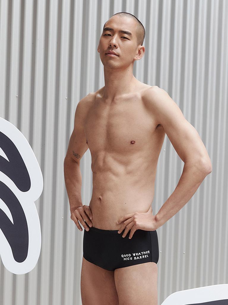 BARREL Inap Men'S Puppy Short Square Swimsuit Black (B5Smsms130Blk)
