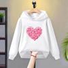 Boys' Petal Heart-shaped Hooded Sweatshirt, Boys' and Girls' Jackets, Tops, Spring and Autumn Casual Sweatshirts, Fashionable Clothing