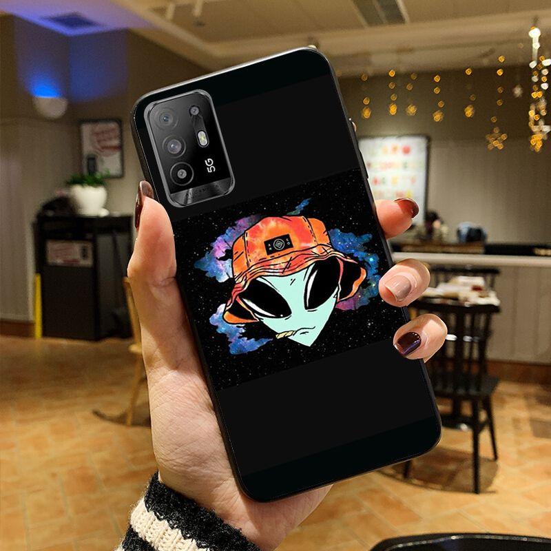 Funda Aesthetics Cartoon Alien Space Phone Cover For OPPO A74 A94 A3S A5S A9 A12 A15S A52 A53S A72 A73 2020 A91 5G Cases Coque