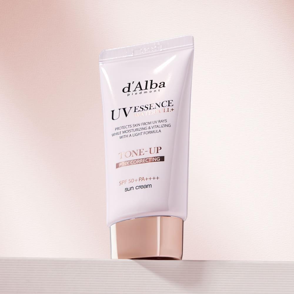 d'Alba Waterfull Tone-Up Sun Cream Pink Brightening Glow 50ml Vegan Sunscreen Daily Sunblock