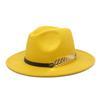 Fedora Men'S Fedora Neutral Wide Brim Jazz Hat Feather Belt Autumn And Winter British Vintage Panama Hat