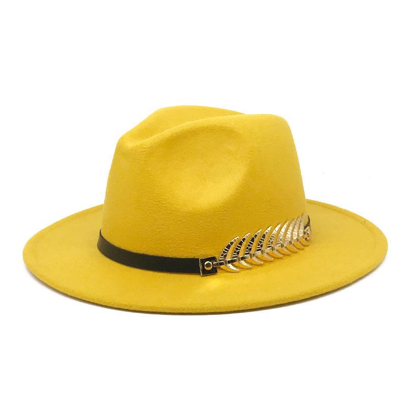 Fedora Men'S Fedora Neutral Wide Brim Jazz Hat Feather Belt Autumn And Winter British Vintage Panama Hat