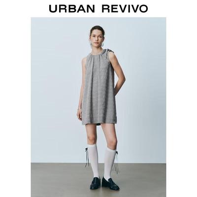 UR 2025 Autumn Textured Bow Tie Dress