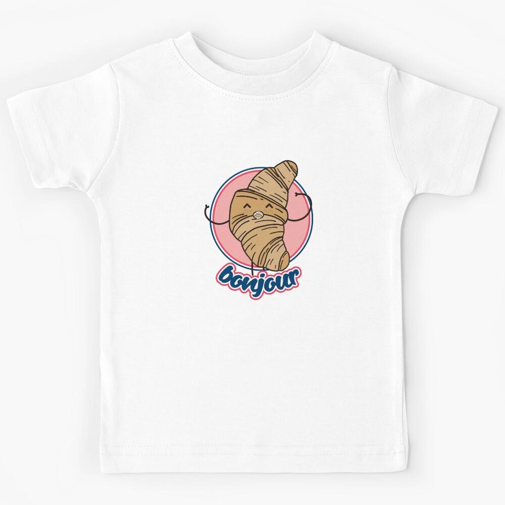 French kawaii croissant with the statement bonjour Kids T-Shirt 150