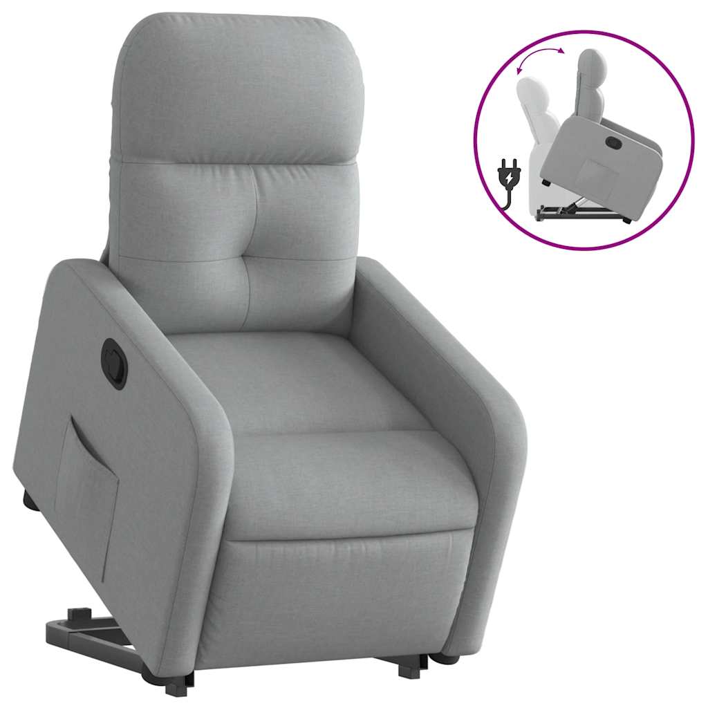 Vidaxl Lift and Tilt Recliner, Light Gray, Fabric Upholstered