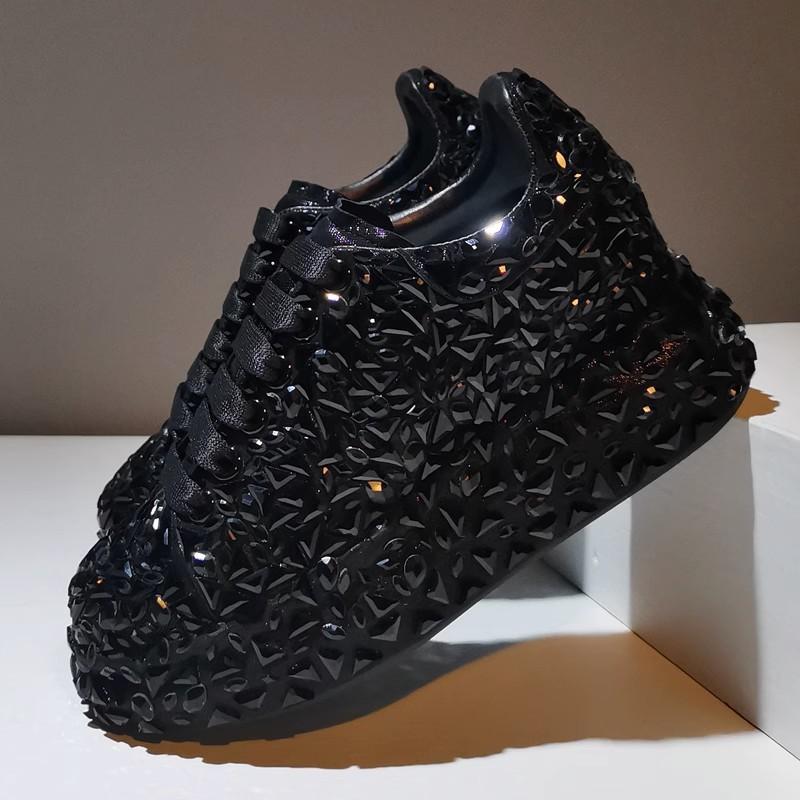 

Туфли на платформе McQueen, полностью украшенные бриллиантами, маленькие белые туфли женские, со стразами, жареная улица, досуг, спорт, папины кроссовки женские 40 чёрный