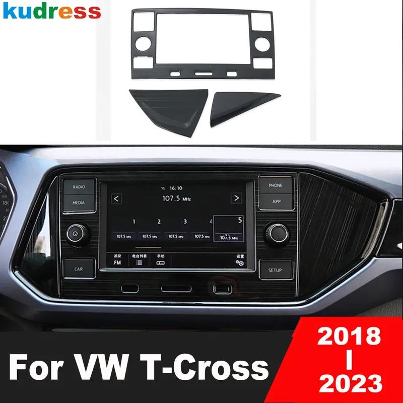 For Volkswagen VW T-cross Tcross 2018      Steel Car Navigation GPS Panel Cover Trim  Interior Accessories