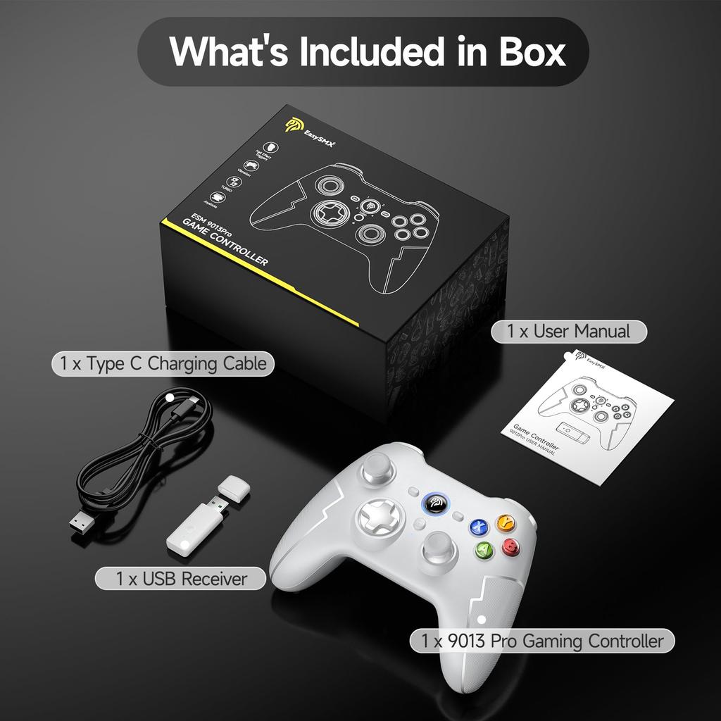 EasySMX 9013Pro Wireless Game Controller with Hall Effect Bluetooth Controller Gamepad for Windows Android Phone TV Stem and Comfortable Design