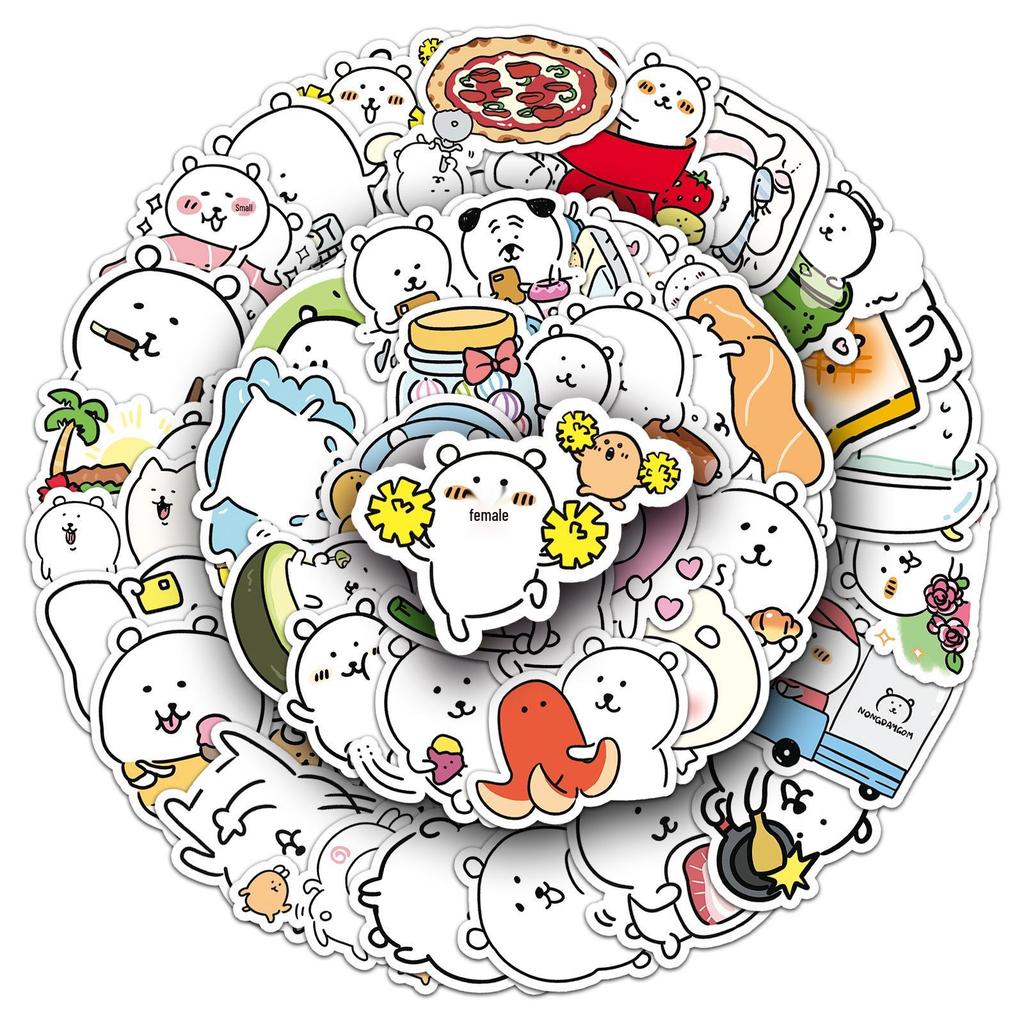 50-Pack Chiikawa Bear Stickers: Cute, Waterproof Cartoon Decorations for Phones & Computers