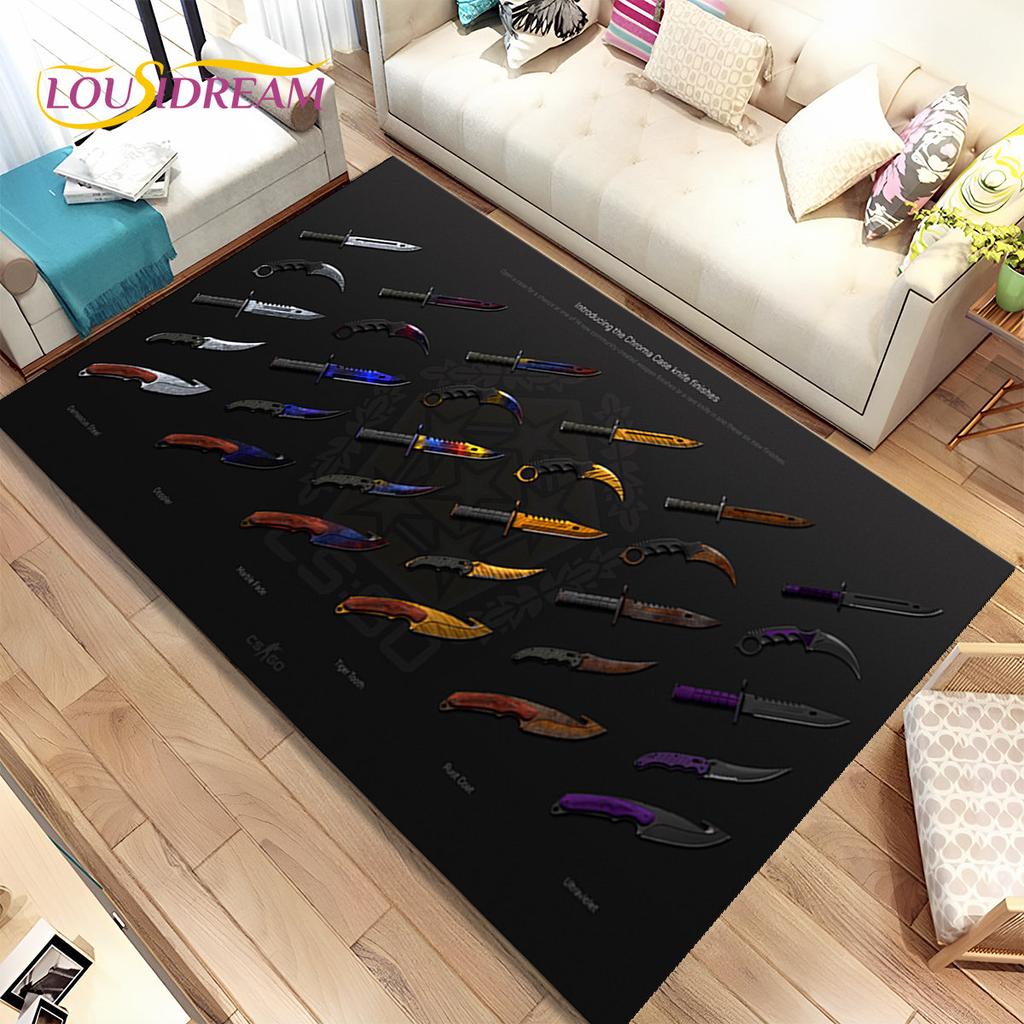 CS,knife,Swiss Knife Sword Games Area Rug,Carpet Rug for Home Living Room Children Bedroom Sofa Doormat Decor,Non-slip Floor Mat