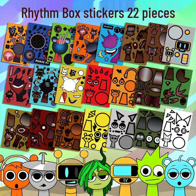 

Ритм-бокс Sprunki Игровые наклейки Сделай сам Развивающая игрушка Книга для детей