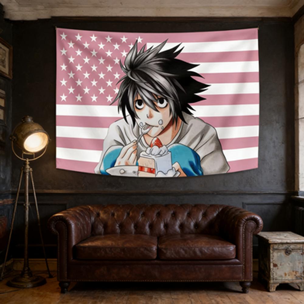 Anime Death Note Wall Tapestry Aesthetic Room Decor Backdrop Cloth Flags Dormitory Decoration Hanging Banner for Bedroom