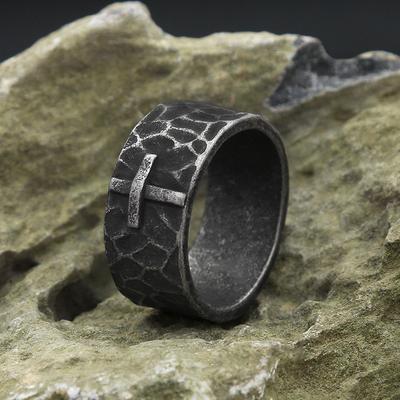 Vintage Einzigartige Edelstahl Kreuzringe Für Mann Frau Punk Hip Hop Mode Schlichter Bikerring Amulett Schmuck Geschenk Dropshipping