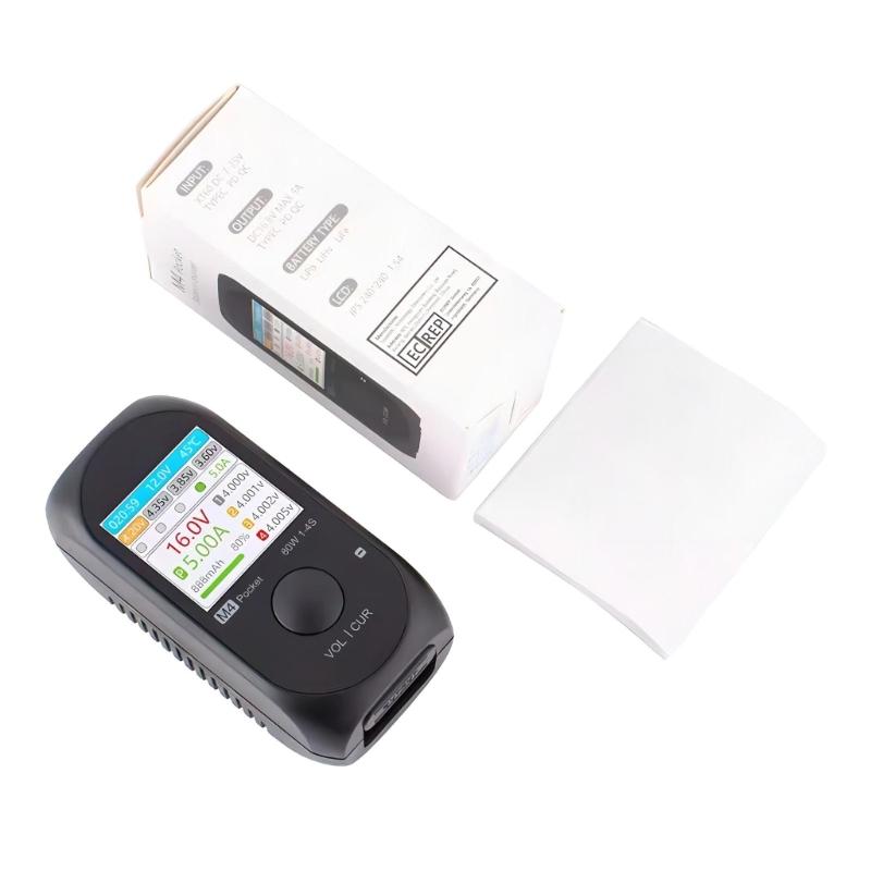 

Pocket Charger 80W 5A Mini Smart Battery Charger USB C Quick Charge Built-in XT30 XT60 Output for 1-4S Lipo LiHv 1