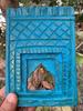 Vintage Indian Blue Wooden Jharokha Frame - Hand Carved Rustic Wall Decor