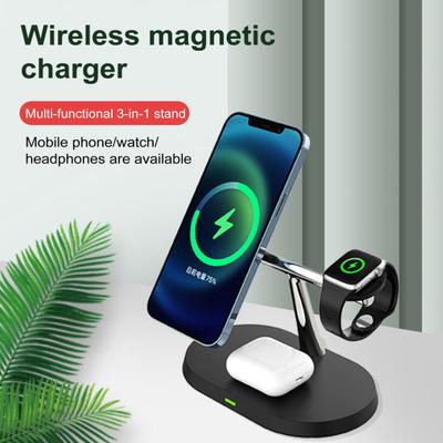 Magnetisk trådløs ladestativ for IPhone 15/14/13 Pro Max for Apple Watch Ultra/SE/9 for AirPods Pro 3-i-1 ladestasjon
