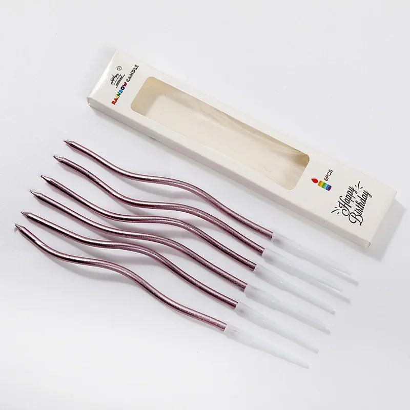 

6 шт. изогнутые свечи для торта на день рождения, детский душ, раскрытие пола, украшение кекса, топперы для свечей, свадебная вечеринка, декоративные принадлежности