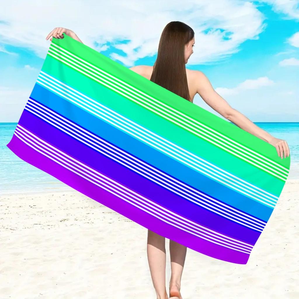 Striped Beach Towel Microfiber Quick-Drying Absorbent Beach Towel Striped Beach Towel