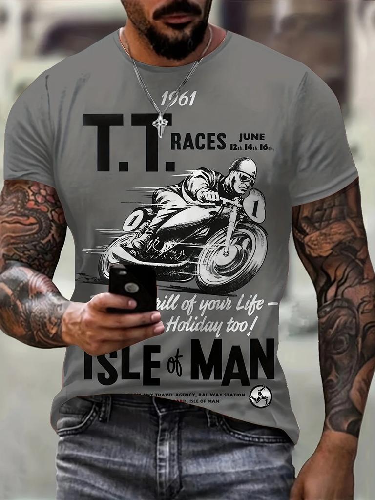 2024 T-Shirt For Men's Motorcycle Printed 3D Tshirts Summer Oversized T-Shirt Men's Short Sleeve Tops Men's Clothing Streetwear
