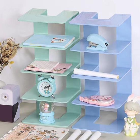 File Organizer for Desk 4 Compartments Large Magazine Manager Document Holder Thickened Bookshelf for Office Home