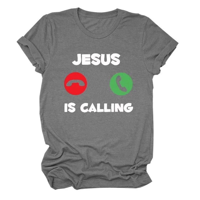 JUSUS iS CALLING Letter Print T Shirt Women Short Sleeve O Neck Loose Women Tshirt Ladies Summer Tee Shirt Tops Clothes