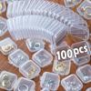 Mini Square Storage Box Transparent Plastic Flip Cover Small Case Pill Jewelry Earrings Dustproof Storage Pack Boxes
