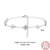 ORSA JEWELS 925 Sterling Silver White Shell Anklet Four Leaf Clover Design Nature Style Lucky Symbol Summer Accessory Gift GMA03