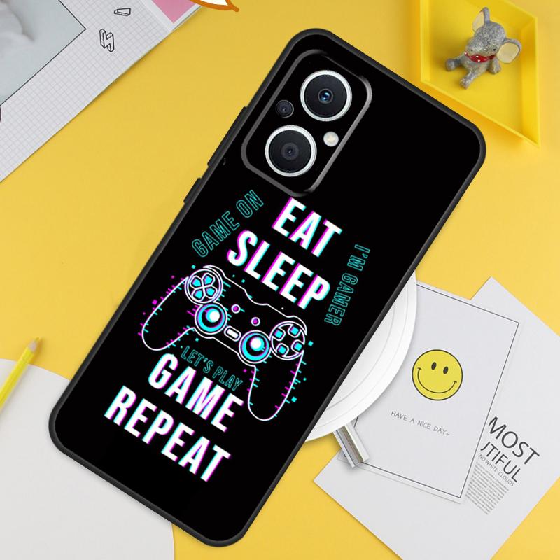 Eat Sleep Game Colorful For OPPO Reno 14 12 11 10 13 Pro 8T 11F 12F 13F 14F 7 8 Lite OPPO Find X9 X8 X6 X5 Pro Case