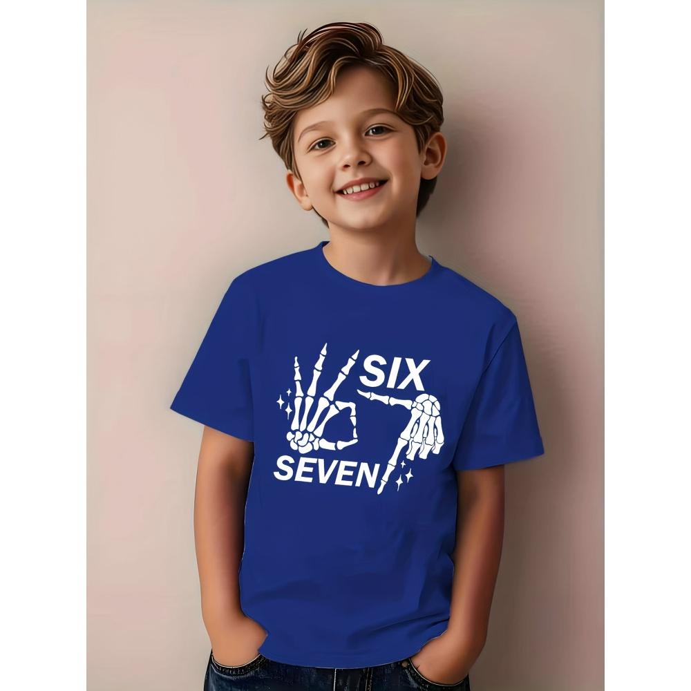 Six Seven Math Jokes Printed Fun Leisure Round Neck Summer Comfortable Children's T-shirt
