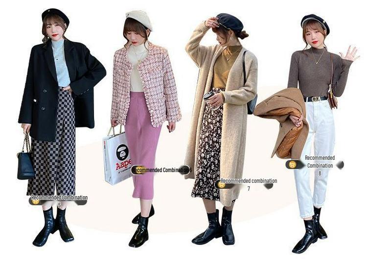 Klasický dámský pletený svetr s kulatým výstřihem - Podzimní/Zimní styl Ulzzang