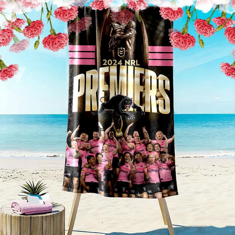 Penrith Panthers Champions Print Beach Towel, Large Soft Quick Dry Towel for Beach Camping Swimming