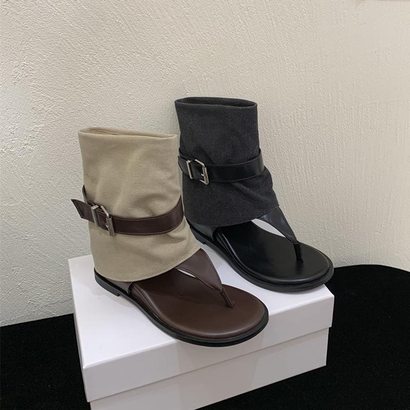 The same style as the fashionable blogger! Summer toe inner height increase and thin sandals cool boots women's short flip-flop boots fashion boots