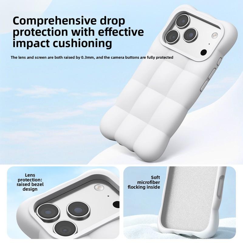 Liquid Silicone 3D Cloud Puff Phone Case for IPhone 16 17 18 Pro Max Shockproof Protection Cover for IPhone 18Pro 17Pro 16Pro