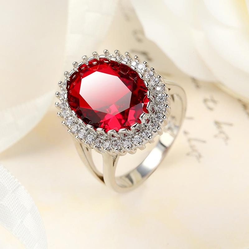 European & American Fashion Party Wedding Jewelry: Large Oval Zircon Ring for Women