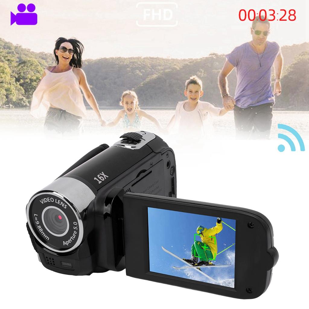 Video Camera with 2.4 Inch Color Screen Fill Light 16MP 1080P 16X Digital Zoom Anti Shake   Video Recording Camcorder for Travel Growth Record