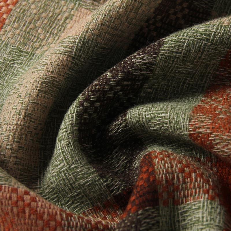 G·TENNA Women's Vintage Plaid Wool Scarf