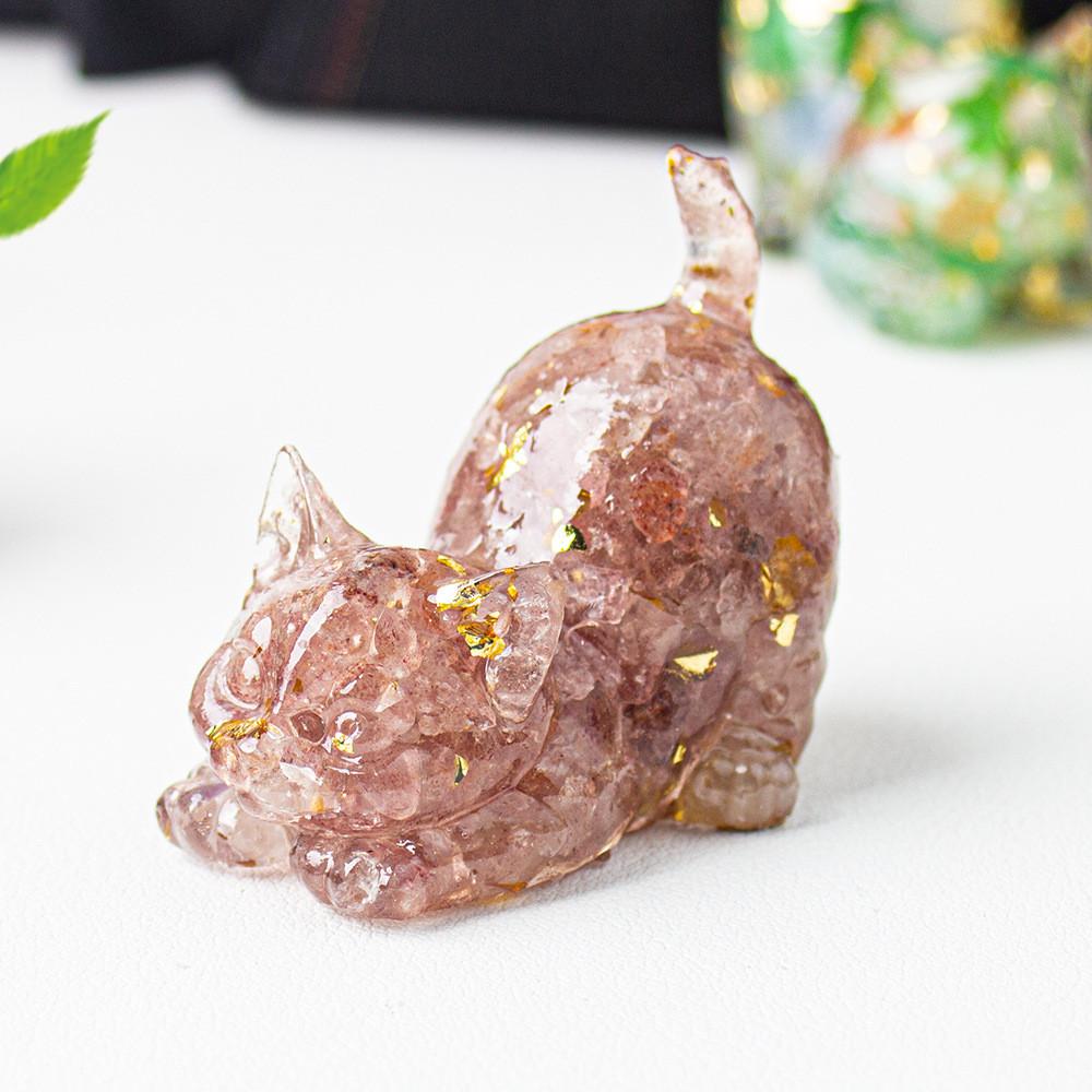 Crystal Resin Cat Figurine With Bright Colors For Home Office Decor And Gift Ideas