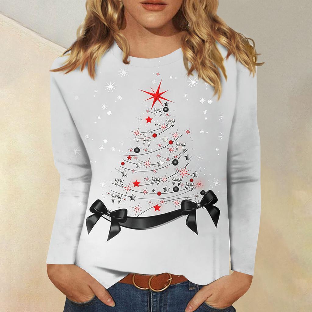 Women's Loose Comfortable Casual Fashion V-Neck Christmas Print Long Sleeve Hoodie