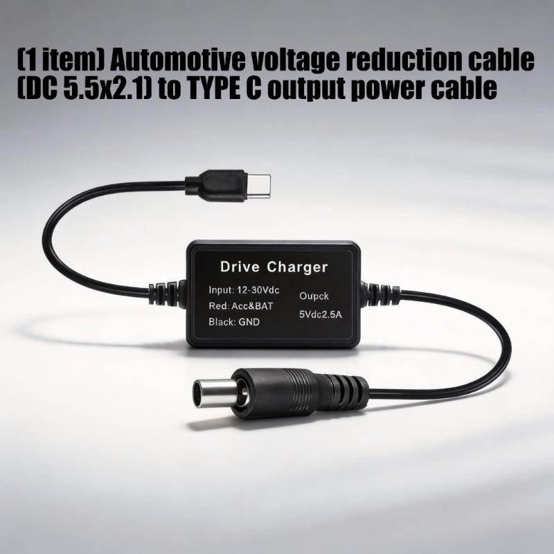 9V/12V/24V DC5521 to USB C Car Power Cable DC5.5x2.1 To Type C Step Down Adapter 5V 2.5A Output For Dashboard Camera Routers