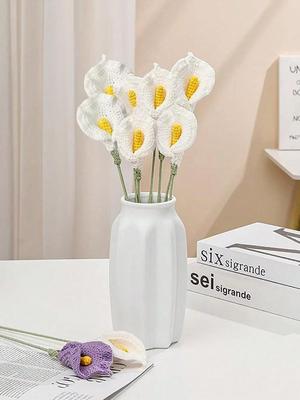 5 stuks Kunst Gehaakte Calla Lelie Gebreide Kunstbloemen Cadeaus voor Vriend Verjaardag Vrouwen Bruidsboeketten Exquise Gebreide Spullen Kamerdecoraties