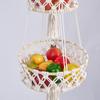 Hand-Woven Cotton Rope Mesh Basket for Kitchen, Fruit, Flowers, Vegetables, and Bohemian Décor.