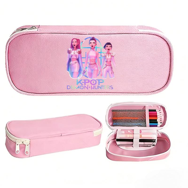 K-pop Demon Hunter Girl Group Pencil Case - Korean Style, Multifunctional Oxford Cloth Stationery Box for Students.