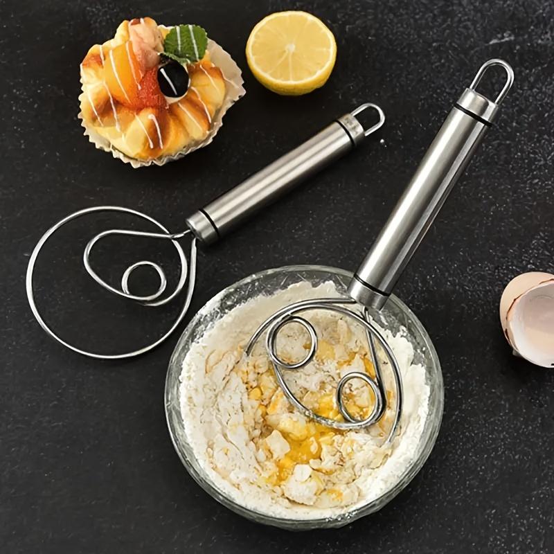 Dough Mixer Stainless Steel HandHeld Bread Blender Dough Scraper Double Hole Fast Stirring Tool Danish Dough Whisk Egg Stirrer